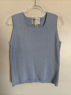 Cotton Knit Tank Coastal Women's Light Blue Square Neck Top